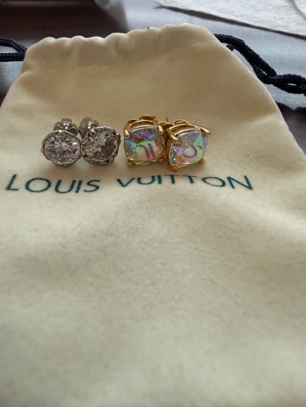 Kate Spade Clear Crystal and Iridescent Stud Earring Set